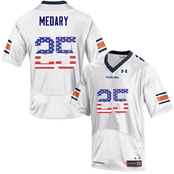 Men's Auburn Tigers #25 Alex Medary USA Flag Fashion White College Stitched Football Jersey